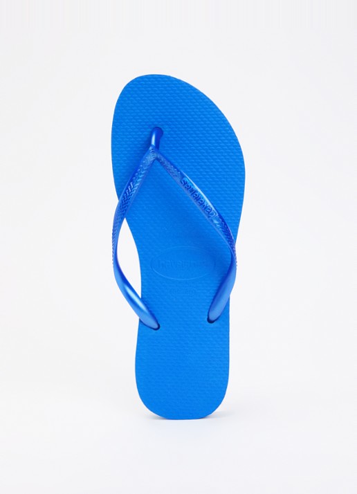 Havaianas Slim slipper met logo - voorkant blauw
