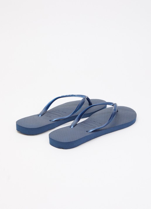 Havaianas Slim slipper met logo - achterkant donkerblauw