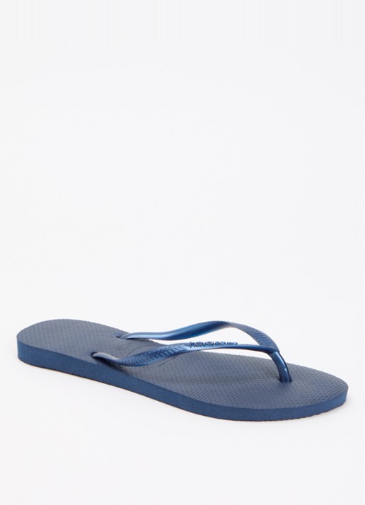 Havaianas Slim slipper met logo - voorkant 3 donkerblauw