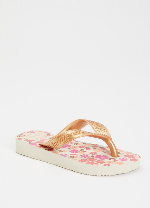 Havaianas Slipper met bloemenprint - voorkant 2 beige