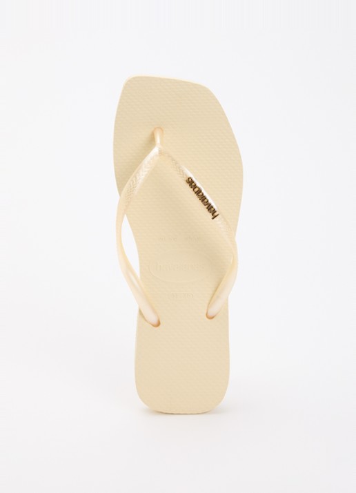 Havaianas Square slipper met logo - voorkant lichtgeel