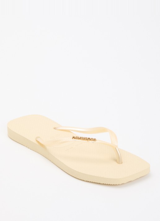 Havaianas Square slipper met logo - voorkant 2 lichtgeel