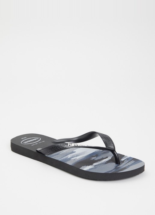 Havaianas Top Camu slipper met camouflageprint - voorkant 2 zwart