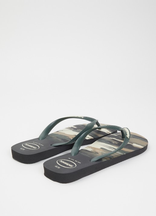 Havaianas Top Camu slipper met camouflageprint - achterkant legergroen