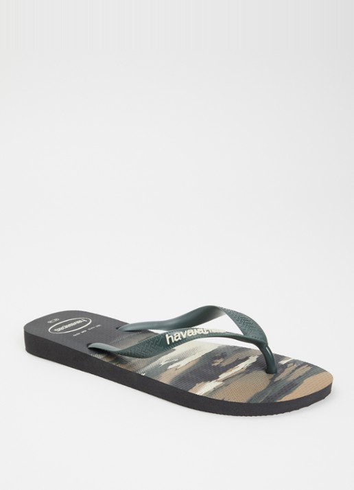 Havaianas Top Camu slipper met camouflageprint - voorkant 3 legergroen