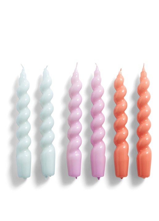 Hay Candle Spiral kaars set van 6 - voorkant multicolor