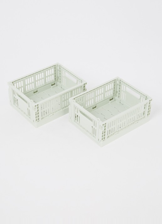 Hay Colour Crate Mini vouwkrat set van 2 - voorkant 2 mint