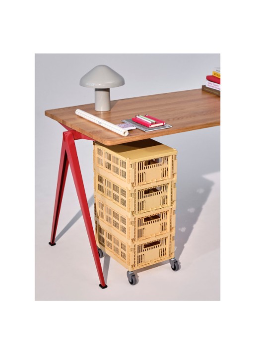 Hay Colour Crate wielen voor opbergkrat set van 4 - voorkant 2 grijs