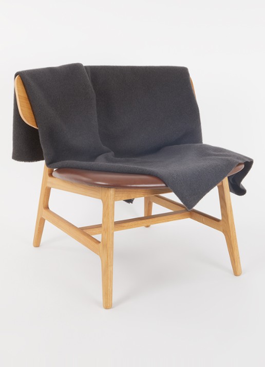 Hay Mono plaid van wol 130 x 180 cm - voorkant 2 antraciet