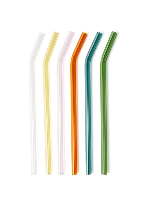 Hay Sip Smooth rietjes van glas set van 6 - voorkant multicolor