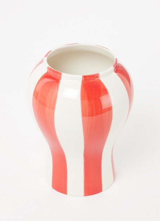 Hay Sobremesa stripe vaas 22 cm - voorkant 2 vuurrood