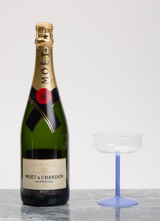 Hay Tint Coupe champagne glas 20 cl set van 2 - voorkant 3 donkerblauw