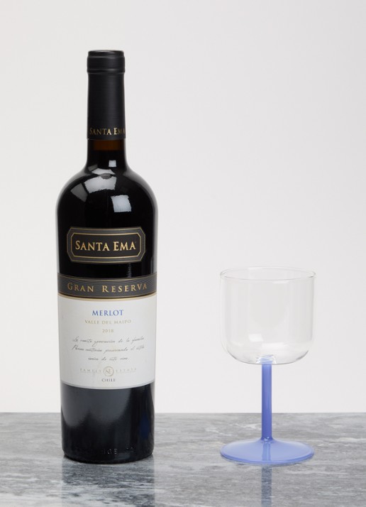 Hay Tint wijnglas 25 cl set van 2 - voorkant 2 donkerblauw