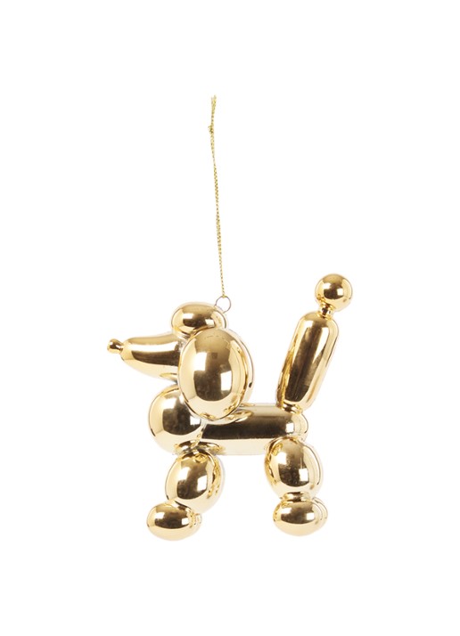 HD Collection Ballon poedel kersthanger 10 cm - voorkant goud