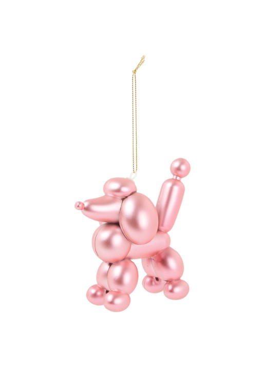HD Collection Ballon poedel kersthanger 10 cm - voorkant roze