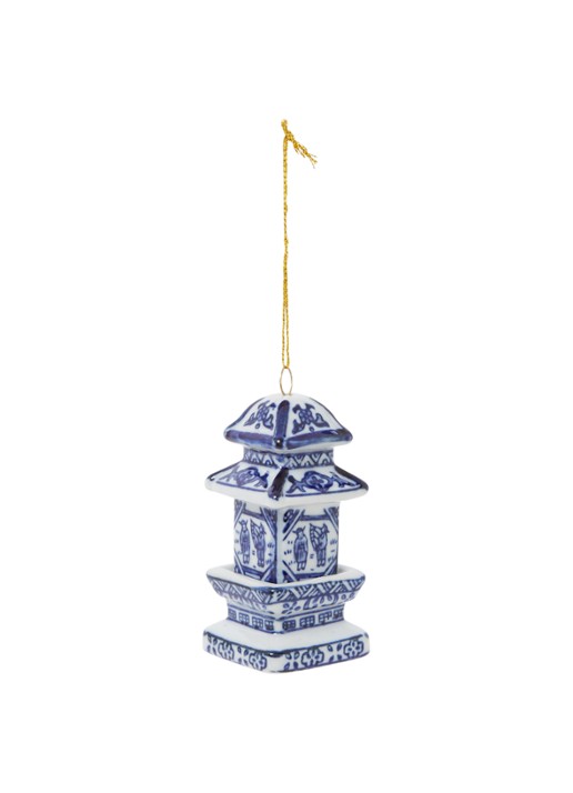 HD Collection Pagoda kersthanger 9 cm - voorkant 2 donkerblauw