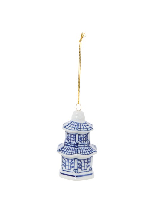 HD Collection Pagoda kersthanger 9 cm - voorkant royalblauw