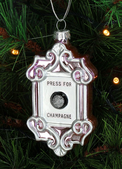 HD Collection Press for Champagne kersthanger 12 cm - voorkant 2 paars