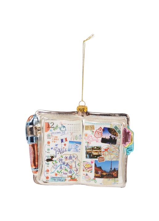 HD Collection Reisdagboek kersthanger 14 cm  - voorkant multicolor