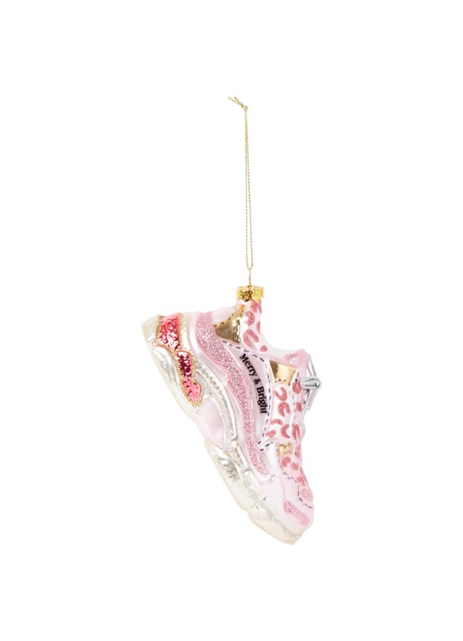HD Collection Sport Shoe sportschoen kersthanger 14 cm - voorkant 2 roze