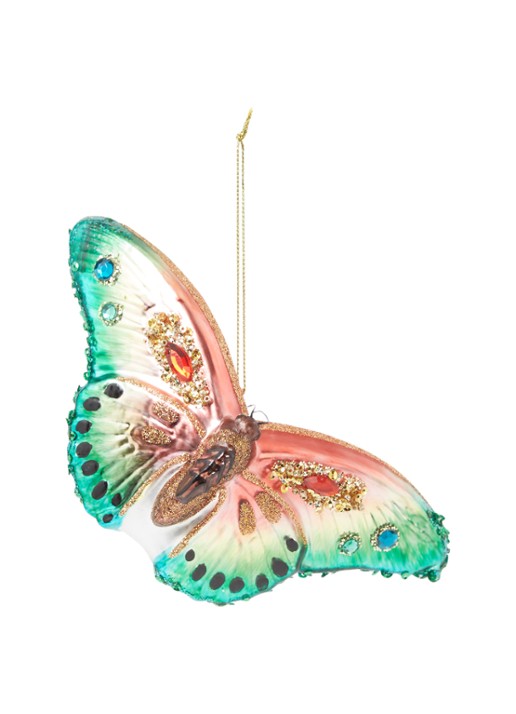 HD Collection Vlinder kersthanger 16.5 cm  - voorkant 2 multicolor