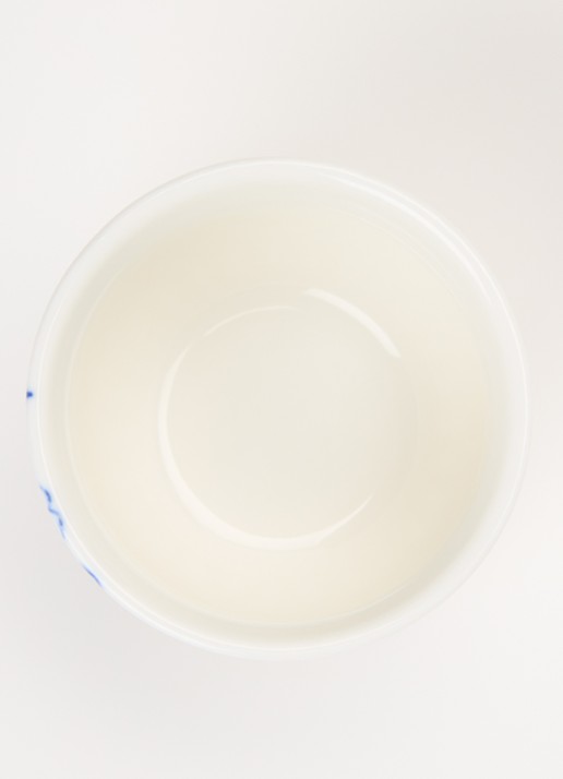 Heinen Delfts Blauw Blauw Vouw eierdop 4 cm  - voorkant 2 wit