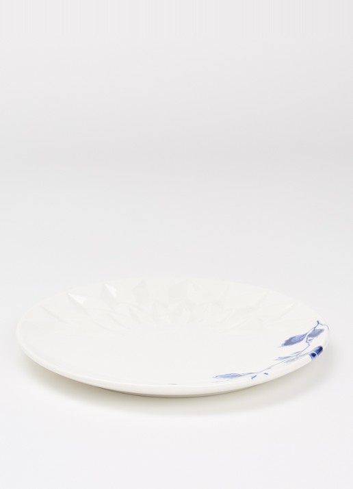Heinen Delfts Blauw Blauw Vouw gebaksbordje 18 cm - voorkant 4 wit