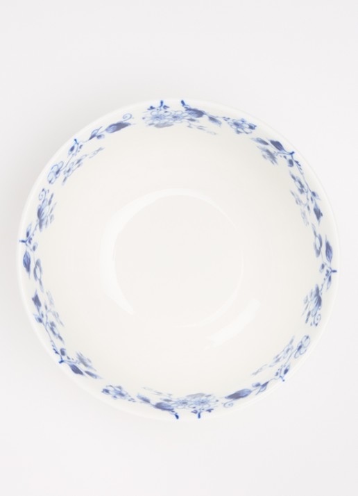 Heinen Delfts Blauw Blauw Vouw kom 12 cm  - voorkant 2 wit
