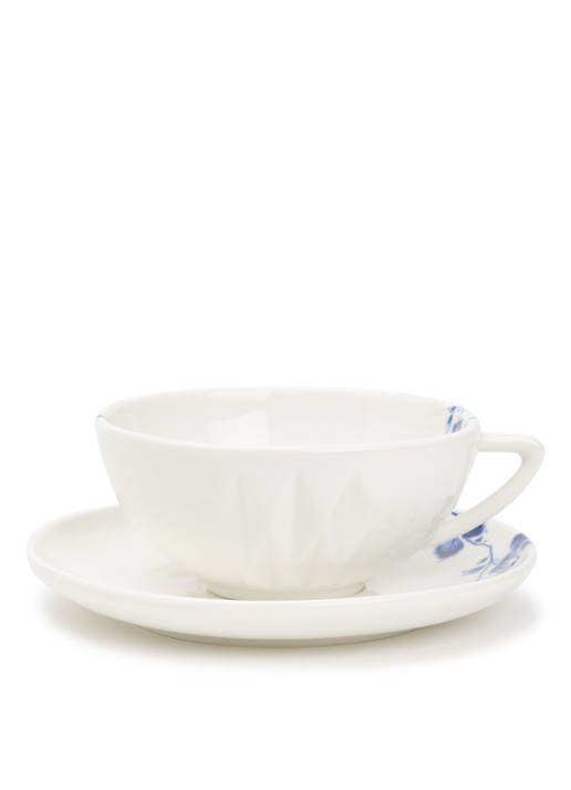 Heinen Delfts Blauw Blauw Vouw kop en schotel 15 cm