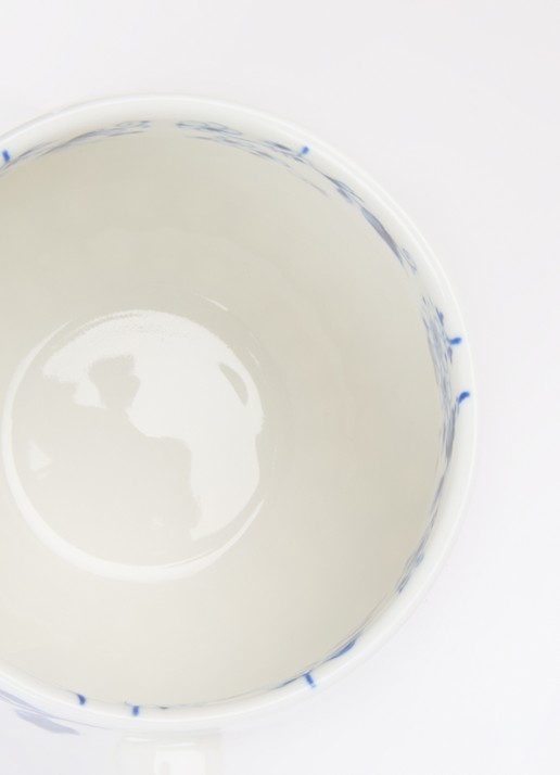 Heinen Delfts Blauw Blauw Vouw mok 350 ml - voorkant 2 wit