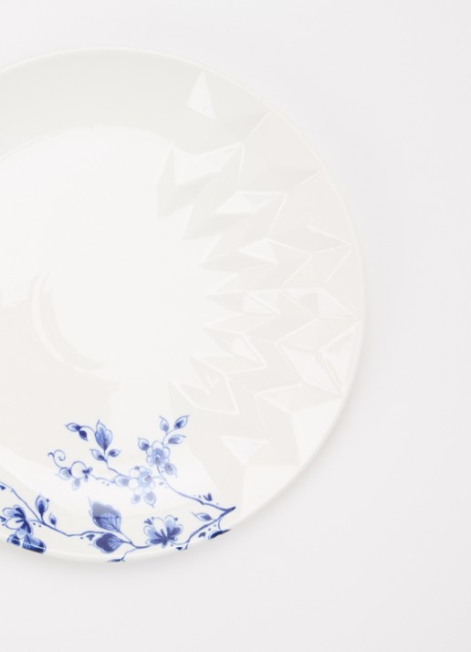 Heinen Delfts Blauw Blauw Vouw ontbijtbord 21 cm - detail 3 wit