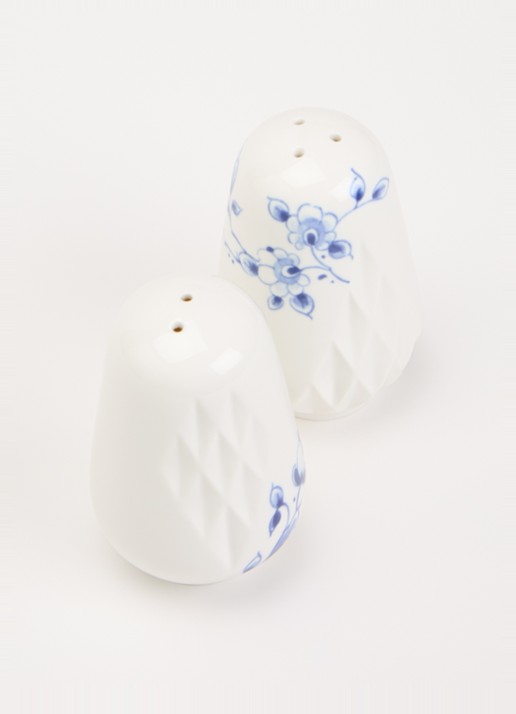 Heinen Delfts Blauw Blauw Vouw peper- en zoutstel 9 cm 2-delig - voorkant 2 wit
