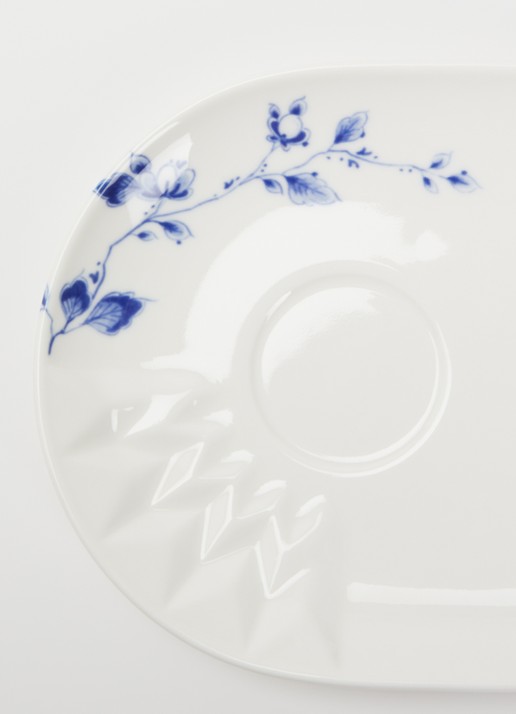 Heinen Delfts Blauw Blauw Vouw schotel 18 cm  - voorkant 2 wit