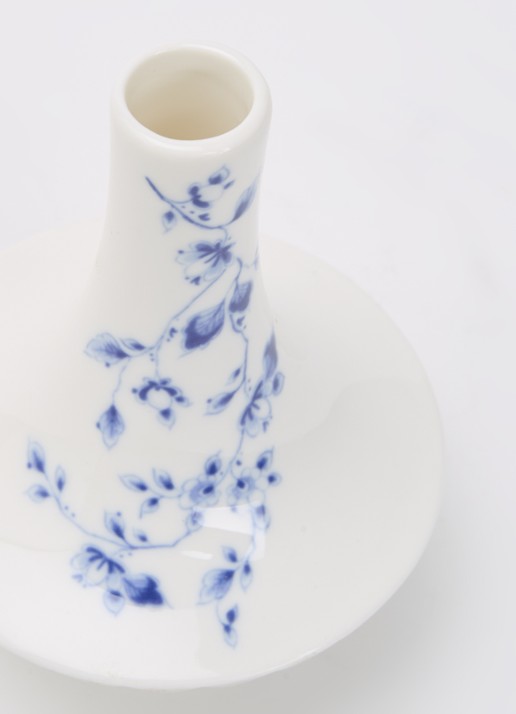 Heinen Delfts Blauw Blauw Vouw vaas 12 cm - voorkant 2 wit
