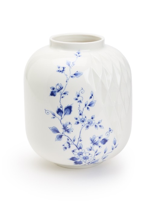 Heinen Delfts Blauw Blauw Vouw vaas 25 cm