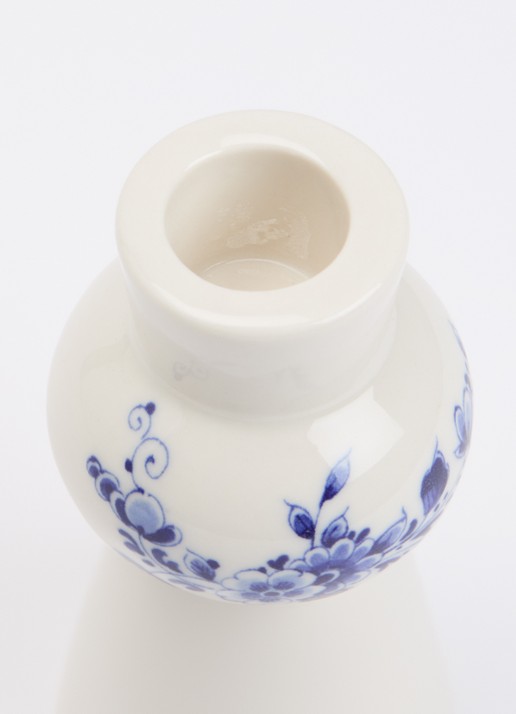 Heinen Delfts Blauw Bol kandelaar 11 cm - voorkant 2 donkerblauw