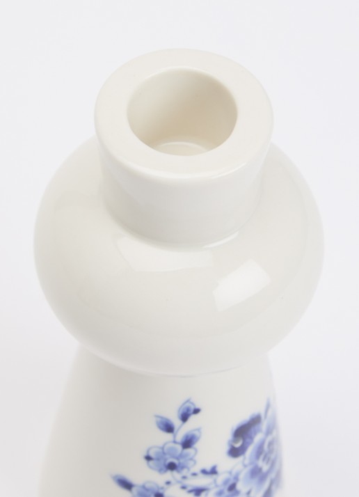 Heinen Delfts Blauw Bol kandelaar 14,5 cm - voorkant 2 donkerblauw