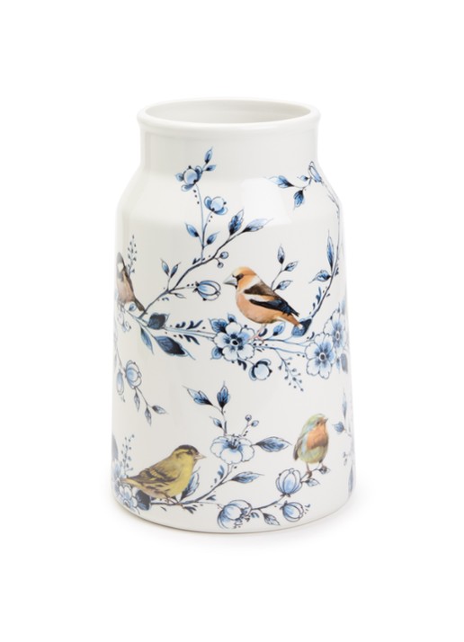 Heinen Delfts Blauw Bosvogels melkbus vaas 30 cm
