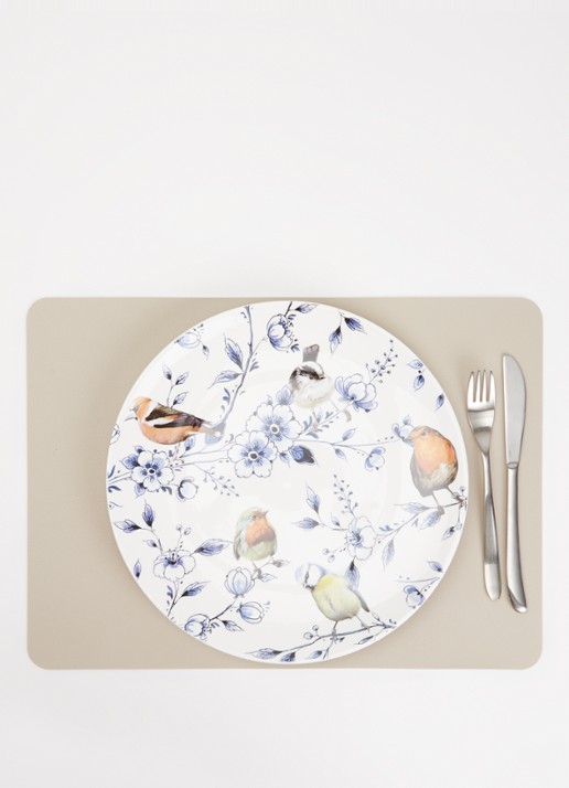 Heinen Delfts Blauw Bosvogels met bloesem wandbord 31 cm - detail 2 wit