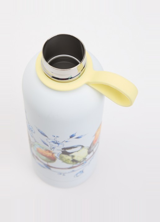 Heinen Delfts Blauw Bosvogels thermosfles 50 cl - voorkant 2 gebroken wit