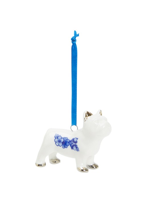 Heinen Delfts Blauw Bulldog kersthanger 5,5 cm