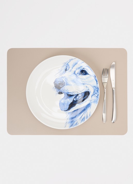 Heinen Delfts Blauw Golden Retriever wandbord 26,5 cm - detail 2 wit