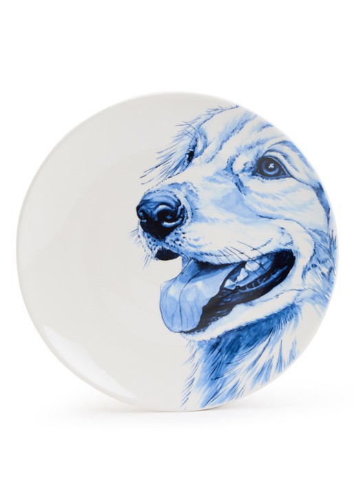 Heinen Delfts Blauw Golden Retriever wandbord 26,5 cm