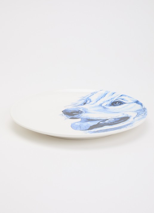 Heinen Delfts Blauw Golden Retriever wandbord 26,5 cm - voorkant 4 wit