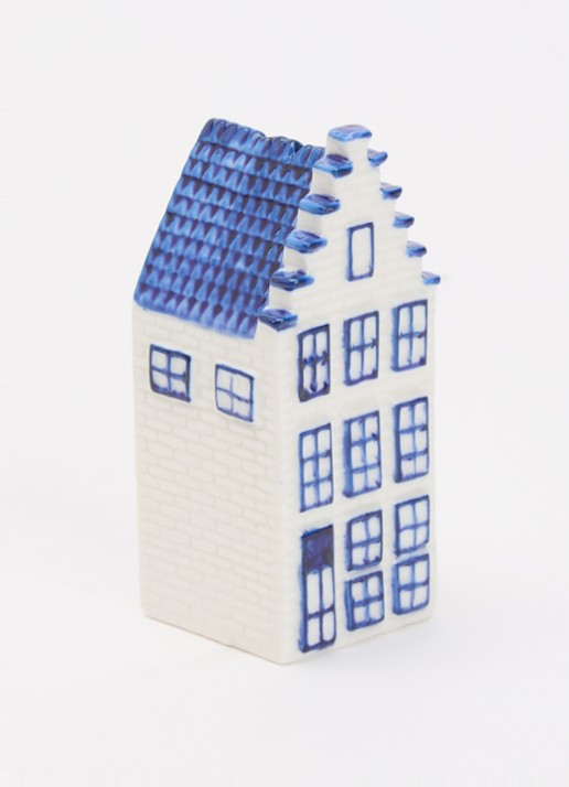 Heinen Delfts Blauw Grachtenhuisjes peper- en zoutstel 2-delig 9 cm - voorkant 2 blauw