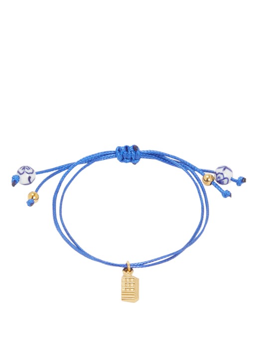 Heinen Delfts Blauw Grachtenpand armband met hanger