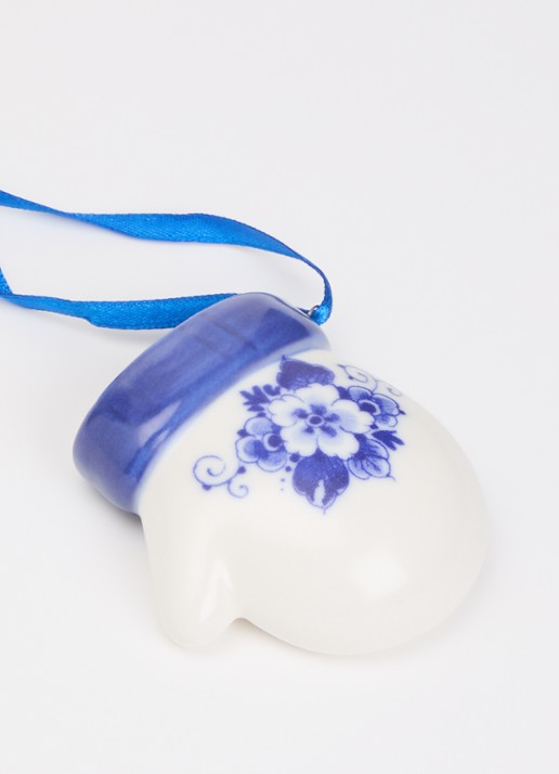 Heinen Delfts Blauw Handschoen kersthanger 5,5 cm - detail gebroken wit