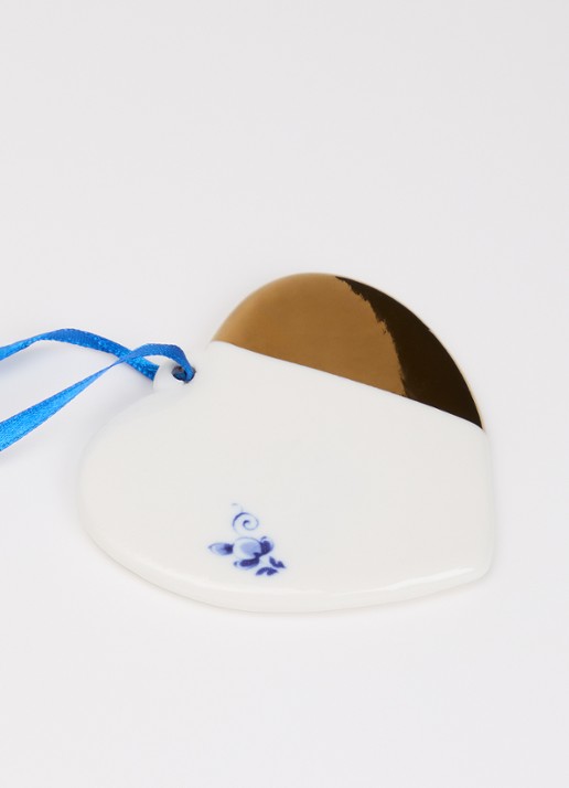 Heinen Delfts Blauw Hartje kersthanger 6,5 cm - detail 2 multicolor