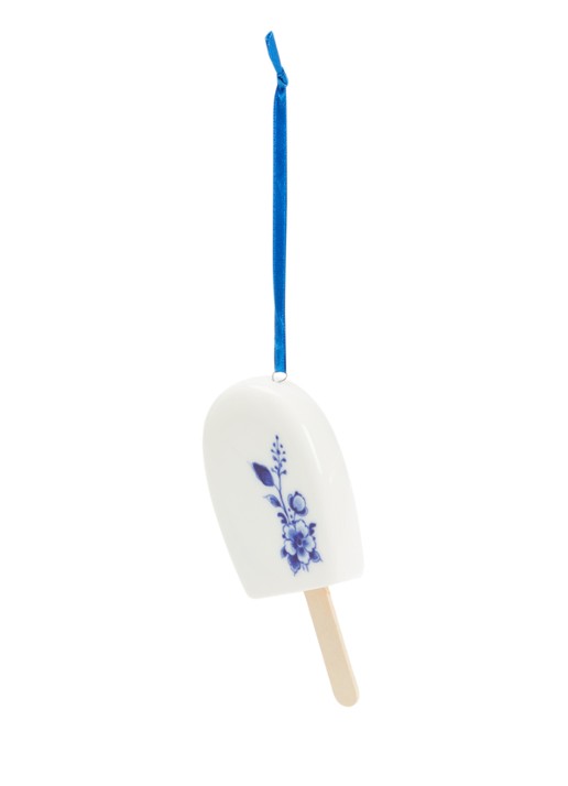 Heinen Delfts Blauw Ijsje kersthanger 11,5 cm