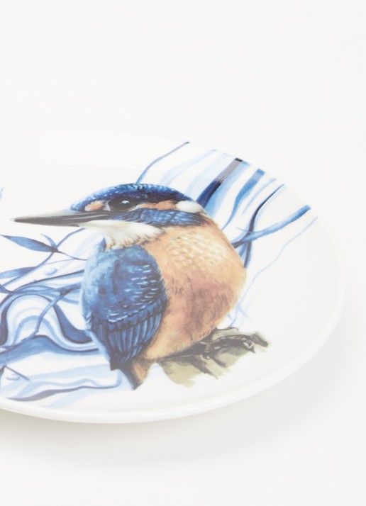 Heinen Delfts Blauw IJsvogel wandbord 15,5 cm - detail multicolor